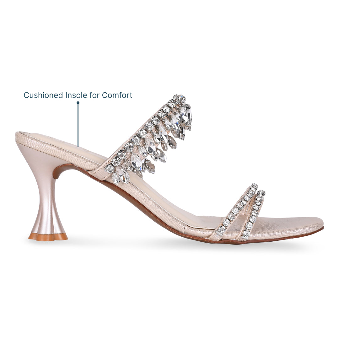 Damen Kristall High Heels – Funkelnde Verzierung, Veganes Leder & Festlich