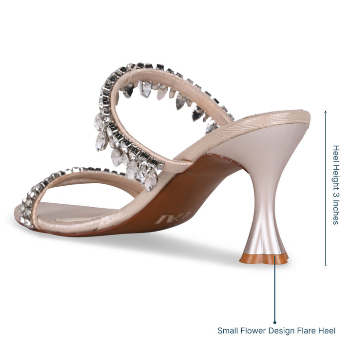 Damen Kristall High Heels – Funkelnde Verzierung, Veganes Leder & Festlich