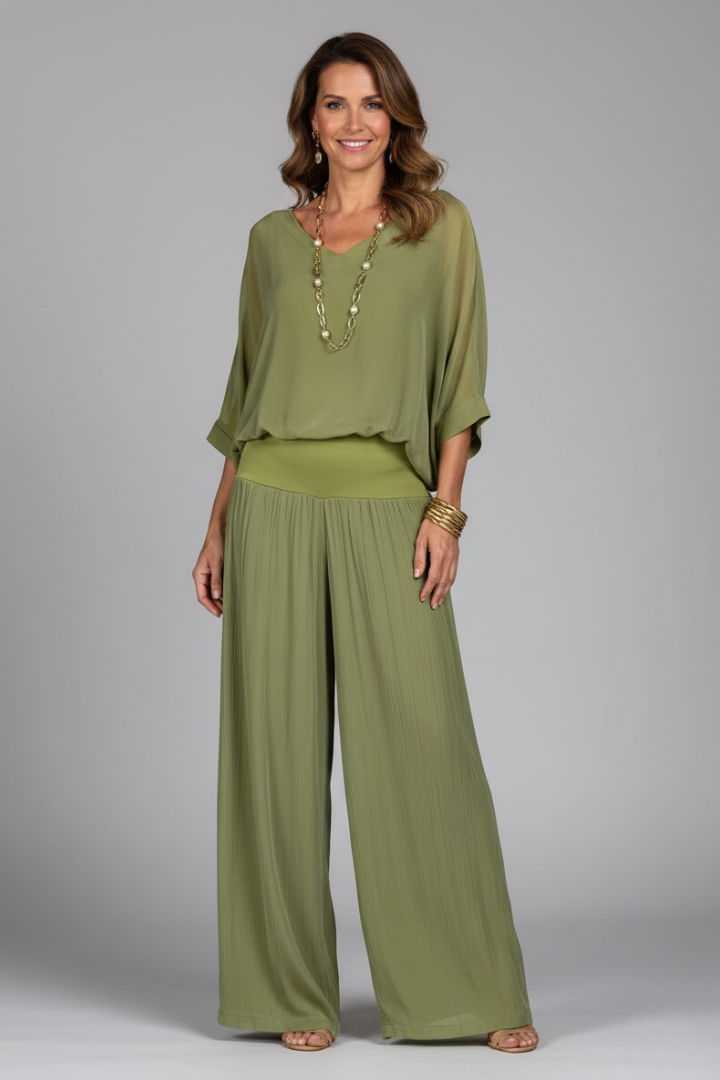 Damen Zweiteiler Set | Lockerer Schnitt – Weites Bein, Minimalistischer Stil & Eleganter Casual Chic