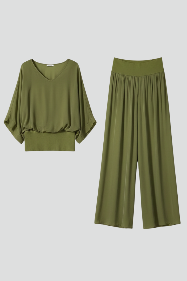 Damen Zweiteiler Set | Lockerer Schnitt – Weites Bein, Minimalistischer Stil & Eleganter Casual Chic