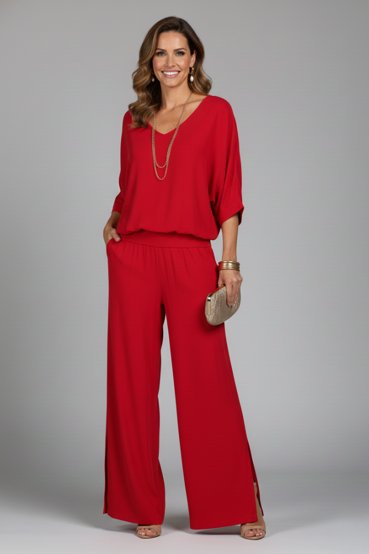 Damen Zweiteiler Set | Lockerer Schnitt – Weites Bein, Minimalistischer Stil & Eleganter Casual Chic