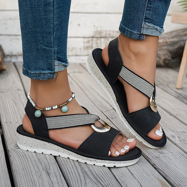 Damen Zehenring Sandalen | Olivgrünes Design – Boho Riemen, Flache Sohle & Sommerlicher Freizeitstil