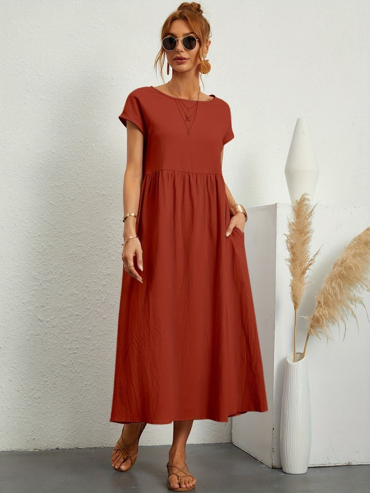 Camille | Damen Kleid mit Rundhalsausschnitt – Fliessend, Elegant & Zeitlos
