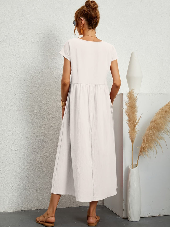 Camille | Damen Kleid mit Rundhalsausschnitt – Fliessend, Elegant & Zeitlos