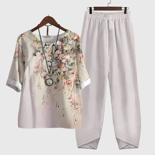 Damen Zweiteiler Set | Blusen Shirt & Hose – Blumenprint, Lockerer Schnitt & Moderner Casual Sommer Stil