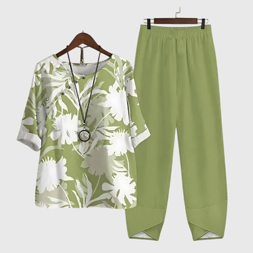 Damen Zweiteiler Set | Blusen Shirt & Hose – Blumenprint, Lockerer Schnitt & Moderner Casual Sommer Stil