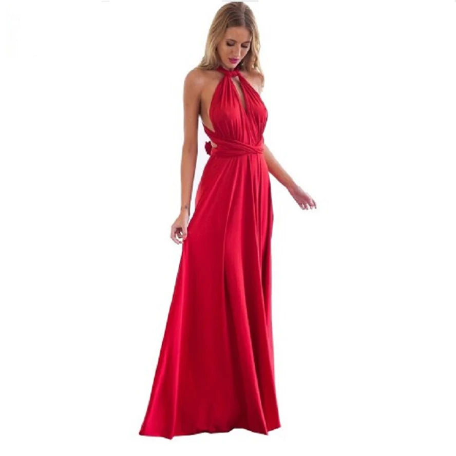 Damen Halterneck Maxikleid | Drapiertes Design, High-Slit, Fliessende Silhouette & Eleganter Abendlook