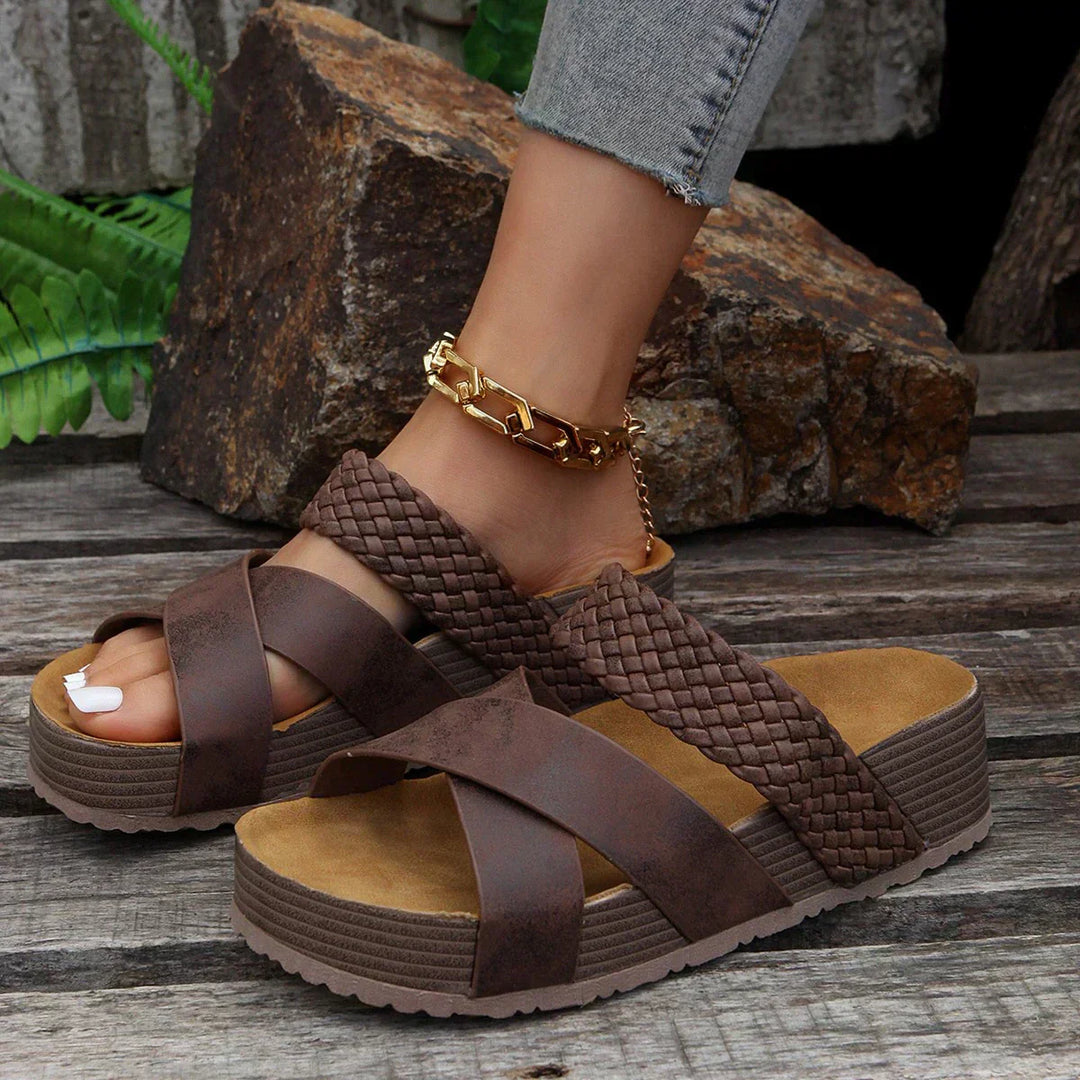 Damen High-Heel-Sandalen – Geflochtene Riemen, Eleganter Absatz & Stilvoll