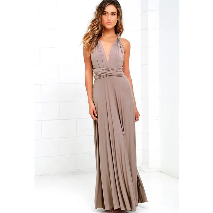 Damen Halterneck Maxikleid | Drapiertes Design, High-Slit, Fliessende Silhouette & Eleganter Abendlook