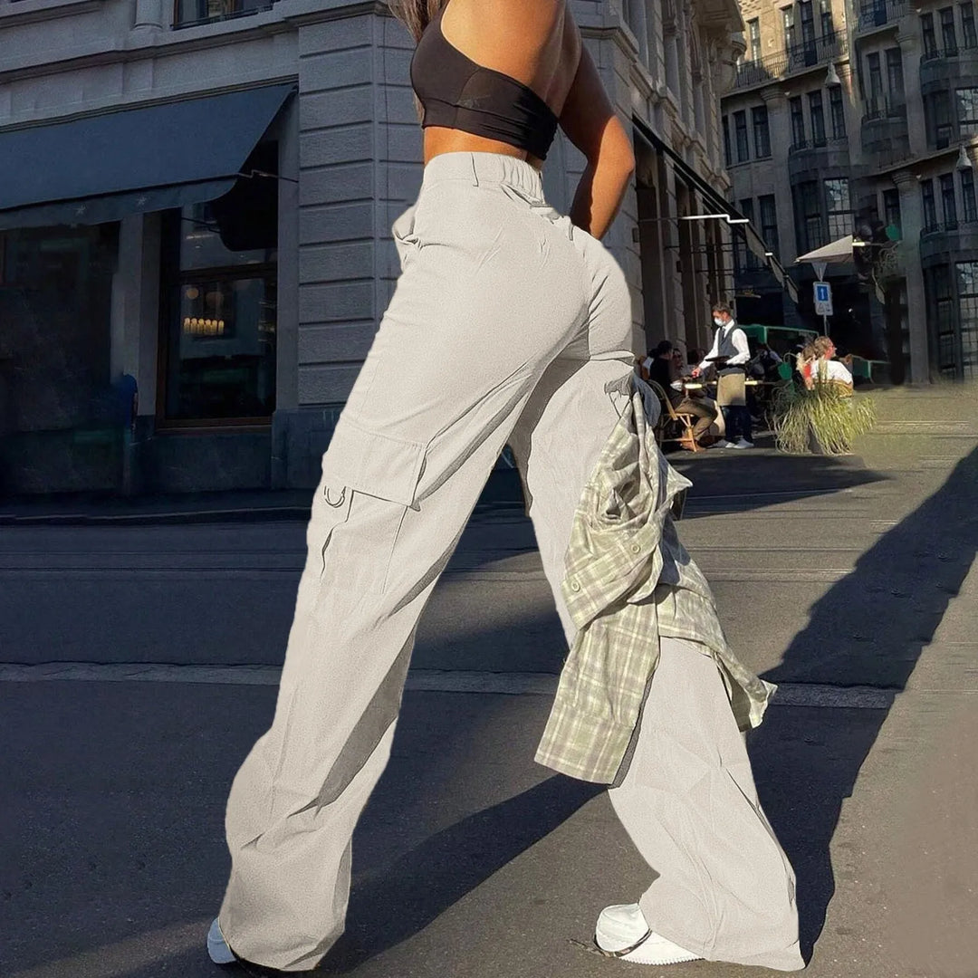 Anja | Damen Streetwear Cargohose mit Weitem Bein