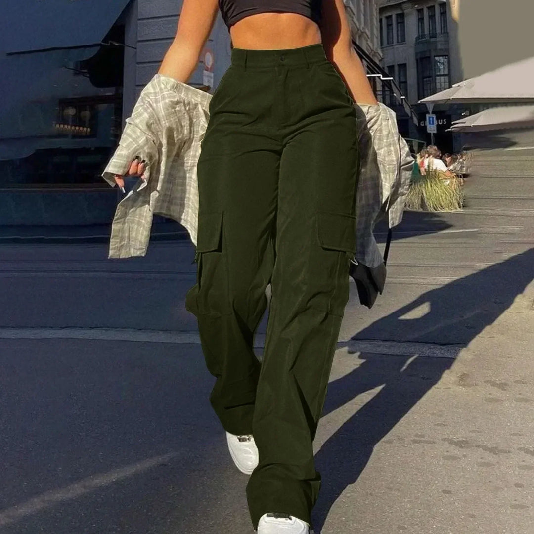 Anja | Damen Streetwear Cargohose mit Weitem Bein