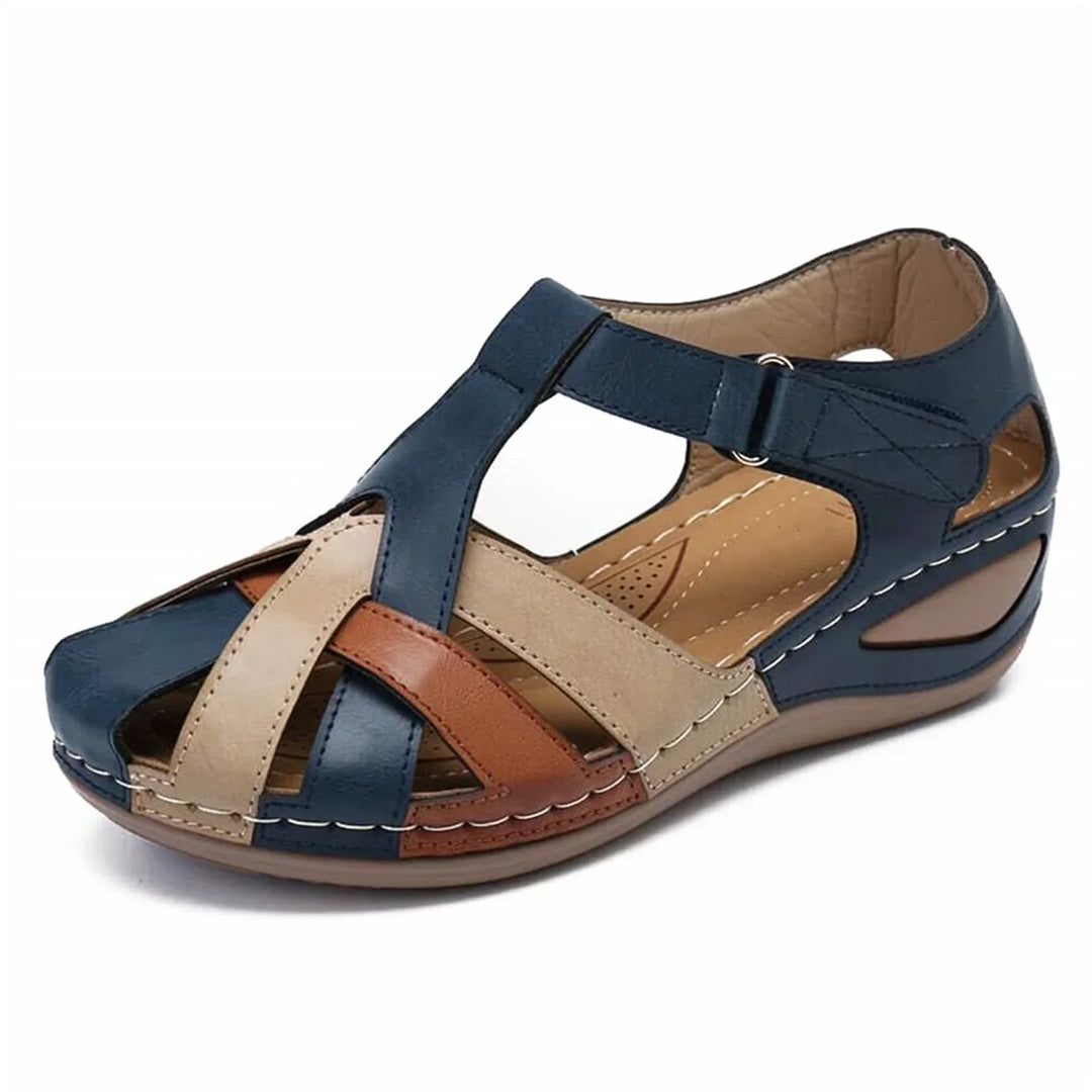 Damen Zehensandalen | Geflochten mit Blumenmuster – Boho Sommersandalen