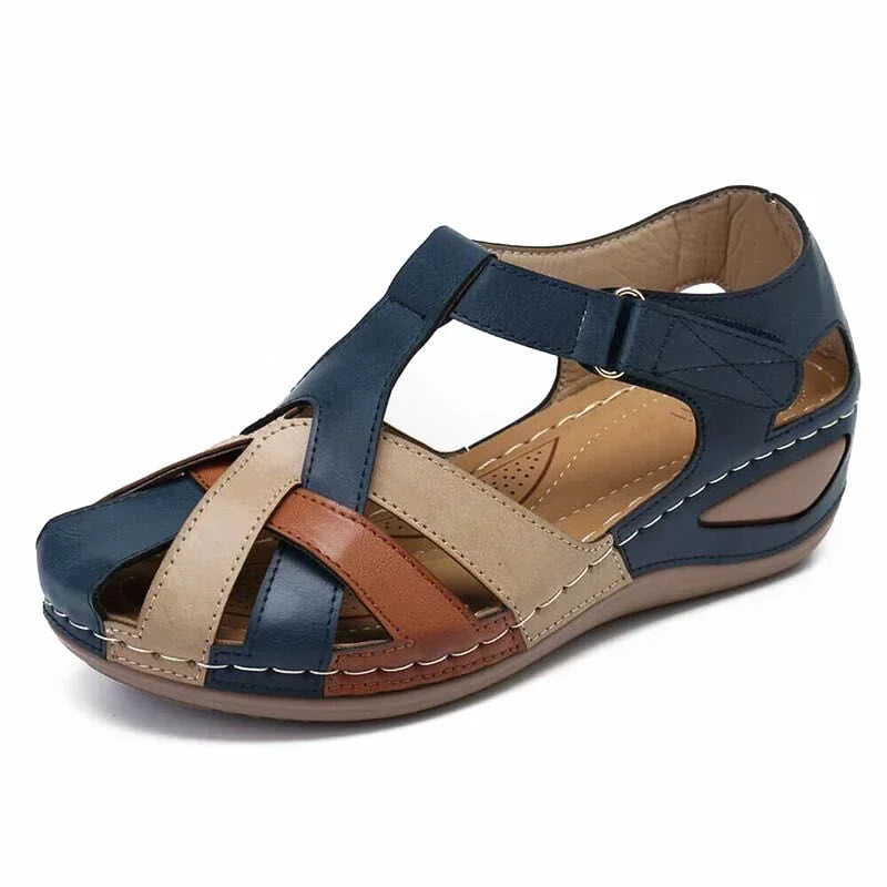 Damen Zehensandalen | Geflochten mit Blumenmuster – Boho Sommersandalen