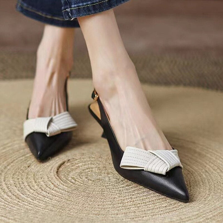 Damen Slingback-Pumps – Spitze Zehenpartie, PU-Leder & Elegant