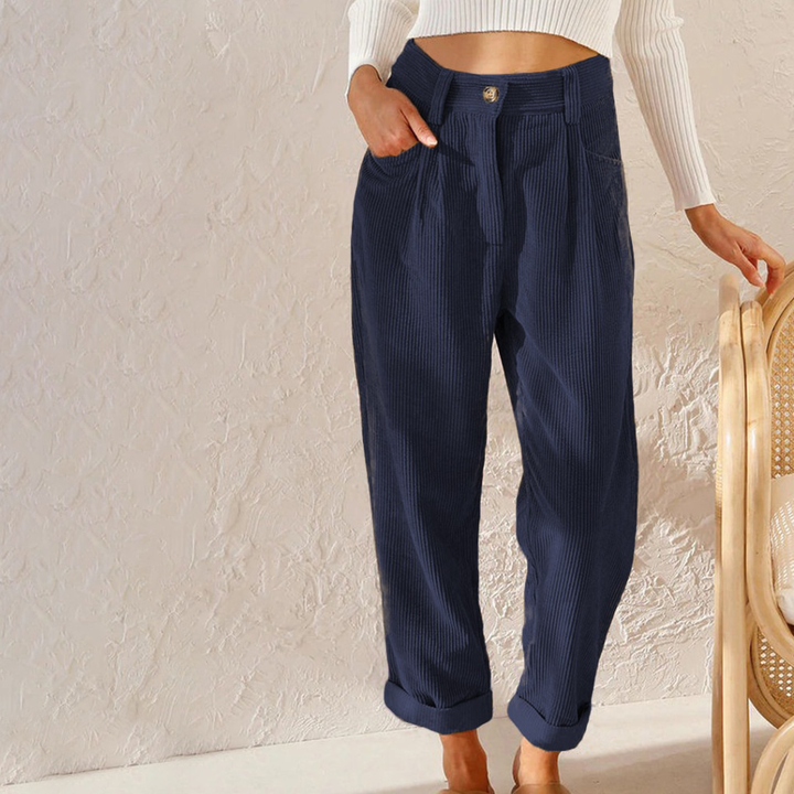 Jessica | Damen Herbst Cordhose mit Hohem Bund
