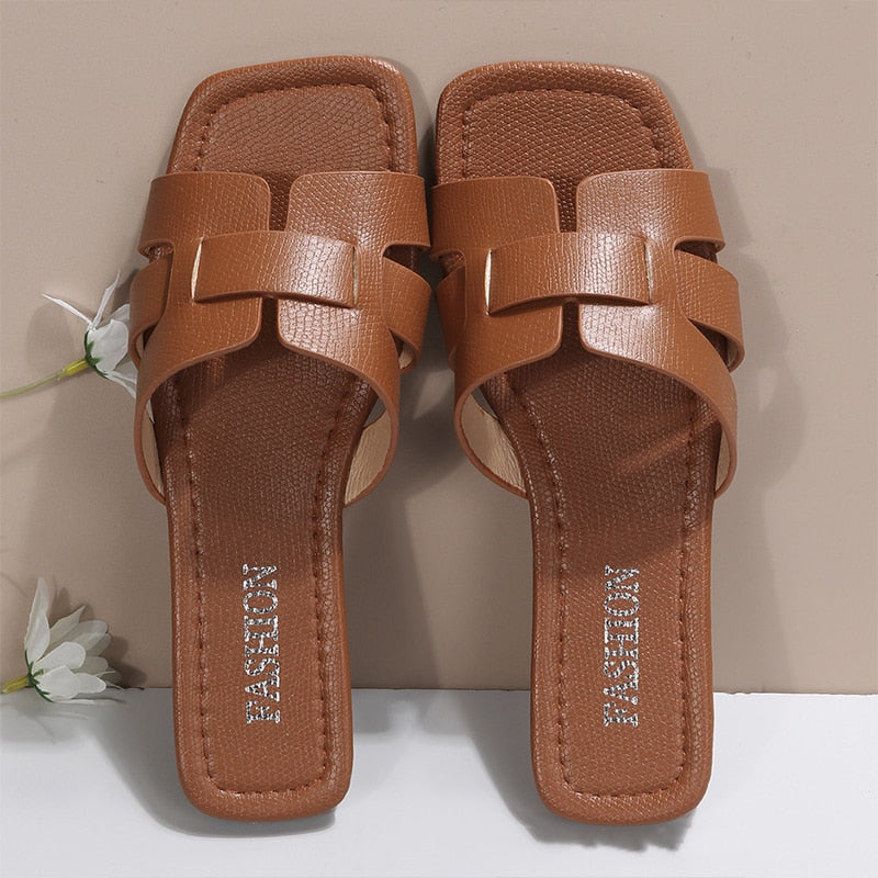 Damen Luxus Slip-On Sandalen – Offene Zehen, Rutschfest & Strandtauglich