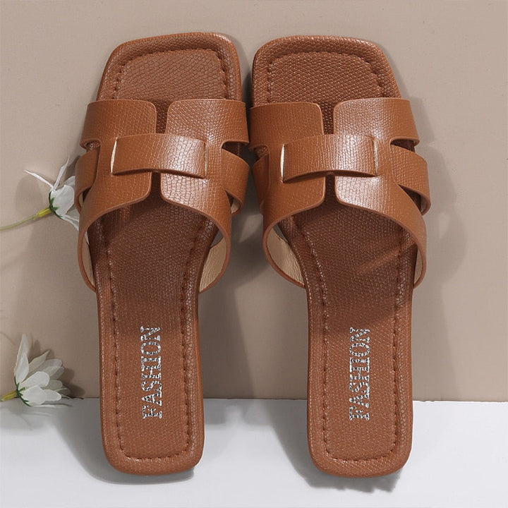 Damen Luxus Slip-On Sandalen – Offene Zehen, Rutschfest & Strandtauglich