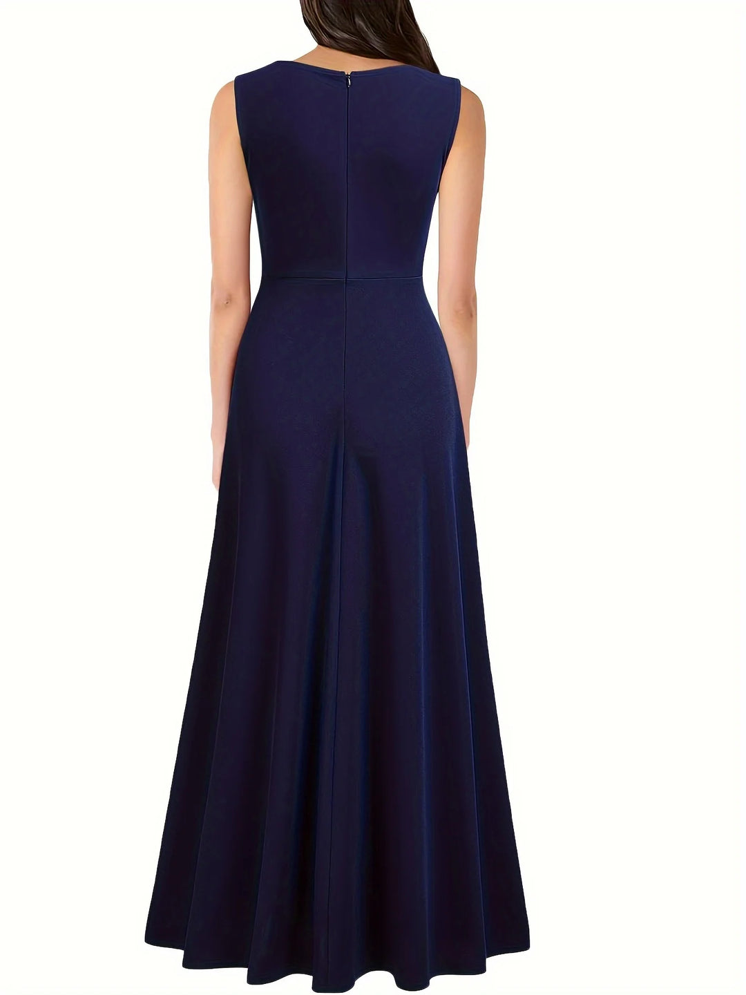 Damen Wickel-Maxikleid | V-Ausschnitt, High-Slit Design, Fliessende Silhouette & Eleganter Abendlook