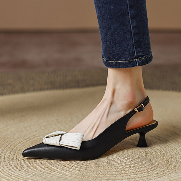 Damen Slingback-Pumps – Spitze Zehenpartie, PU-Leder & Elegant