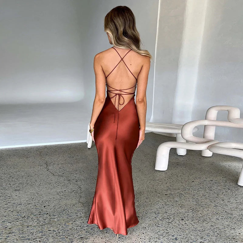 Damen Maxi-Kleid mit Seitenschlitz – Leicht, Fliessend & Festlich Elegant