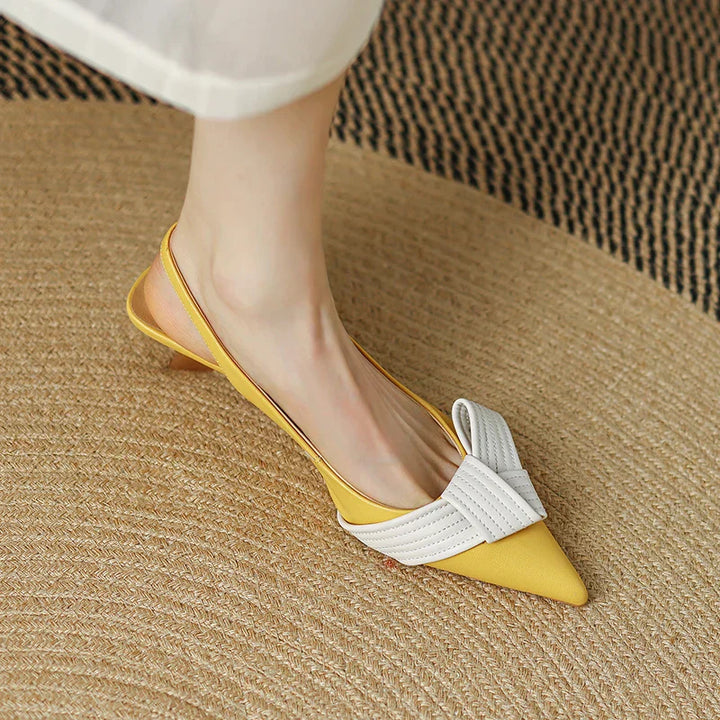 Damen Slingback-Pumps – Spitze Zehenpartie, PU-Leder & Elegant