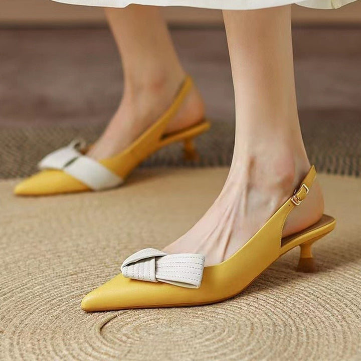 Damen Slingback-Pumps – Spitze Zehenpartie, PU-Leder & Elegant