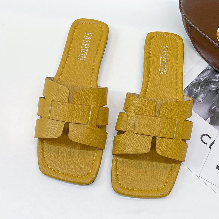 Damen Luxus Slip-On Sandalen – Offene Zehen, Rutschfest & Strandtauglich