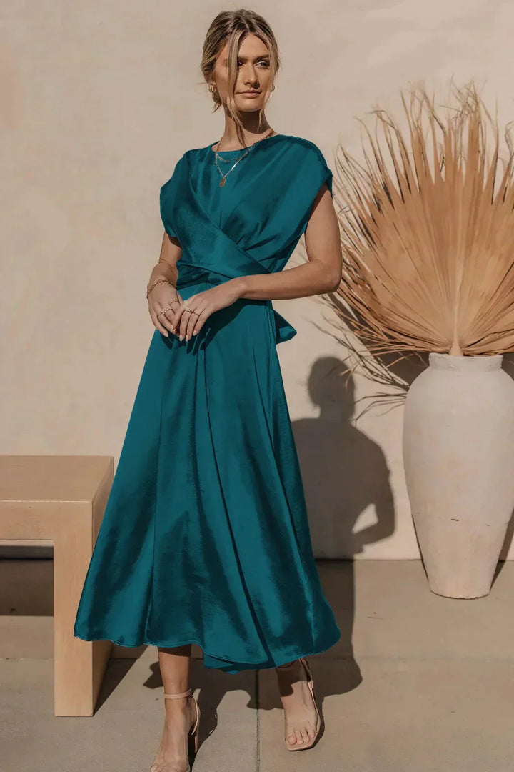 Evangeline | Damen Satinkleid – Sanfter Glanz, Schlank & Festlich Elegant