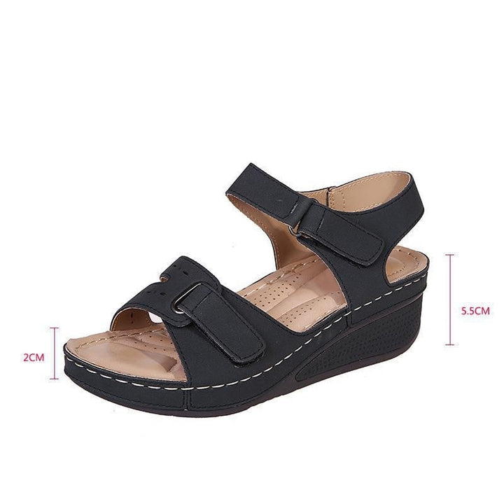 Damen Sandalen – Klettverschluss, Hohe Sohle & Ganztägig Bequem