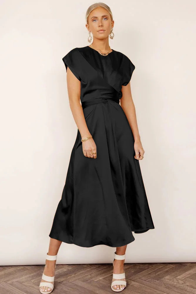 Evangeline | Damen Satinkleid – Sanfter Glanz, Schlank & Festlich Elegant