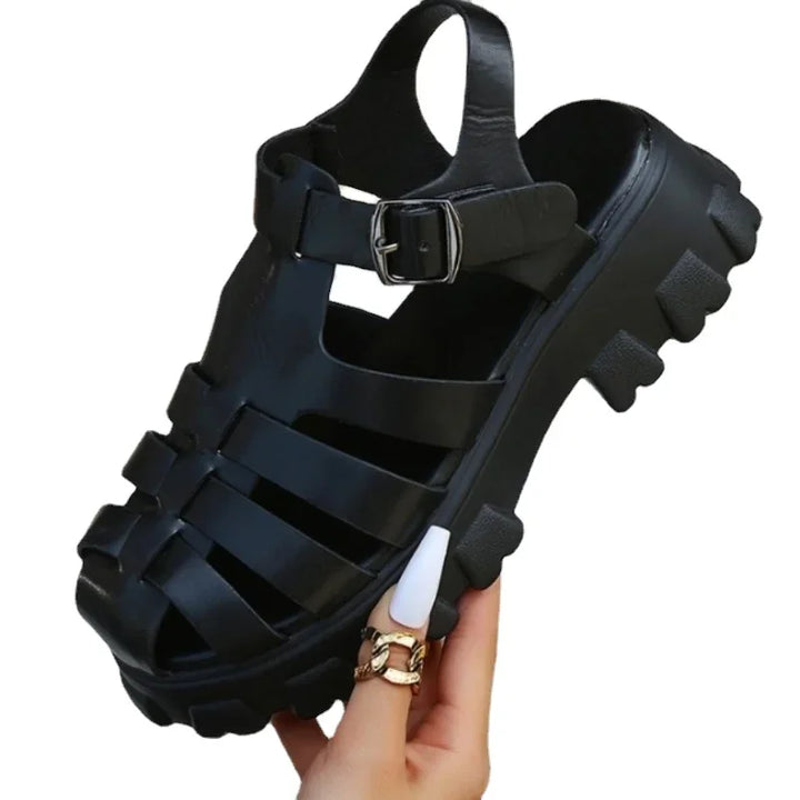 Zebie | Damen Plateau-Sandalen – Geschlossene Zehenkappe, Stabil & Komfortabel