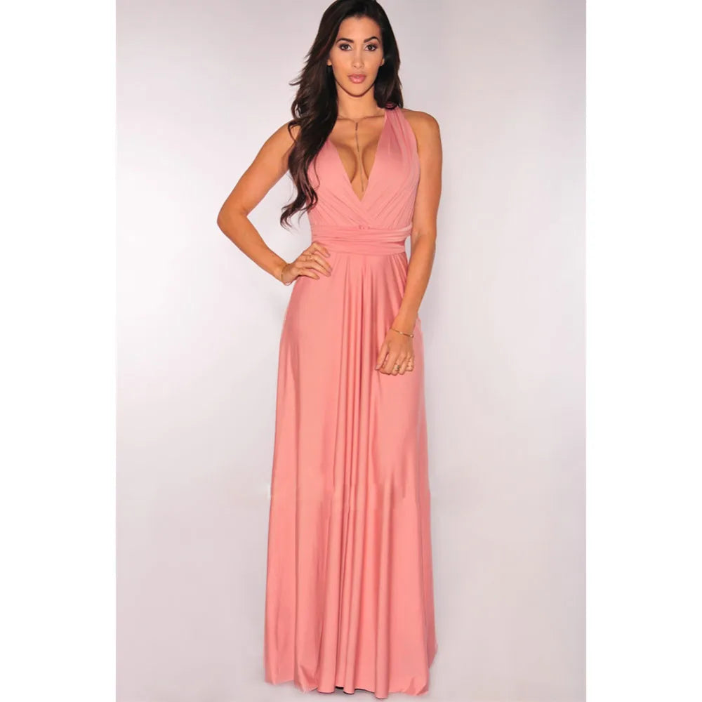 Damen Halterneck Maxikleid | Drapiertes Design, High-Slit, Fliessende Silhouette & Eleganter Abendlook
