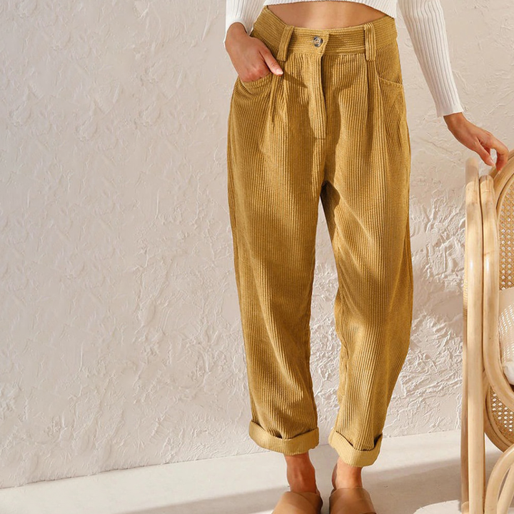 Jessica | Damen Herbst Cordhose mit Hohem Bund