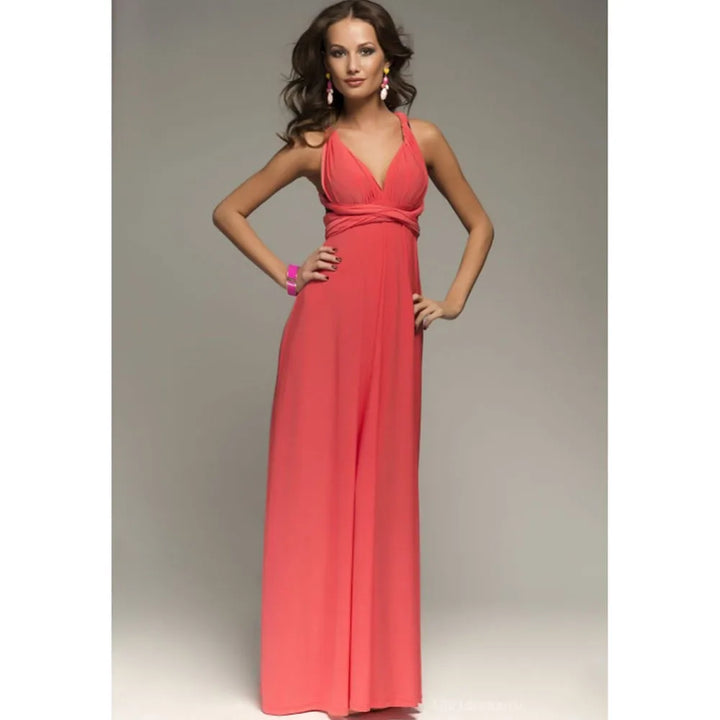 Damen Halterneck Maxikleid | Drapiertes Design, High-Slit, Fliessende Silhouette & Eleganter Abendlook