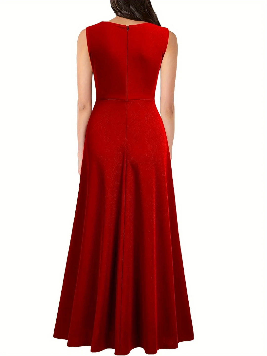 Damen Wickel-Maxikleid | V-Ausschnitt, High-Slit Design, Fliessende Silhouette & Eleganter Abendlook