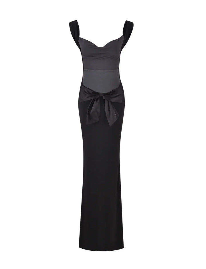 Damen Satin Maxi-Kleid – Banddetail, Fliessend & Festlich Elegant