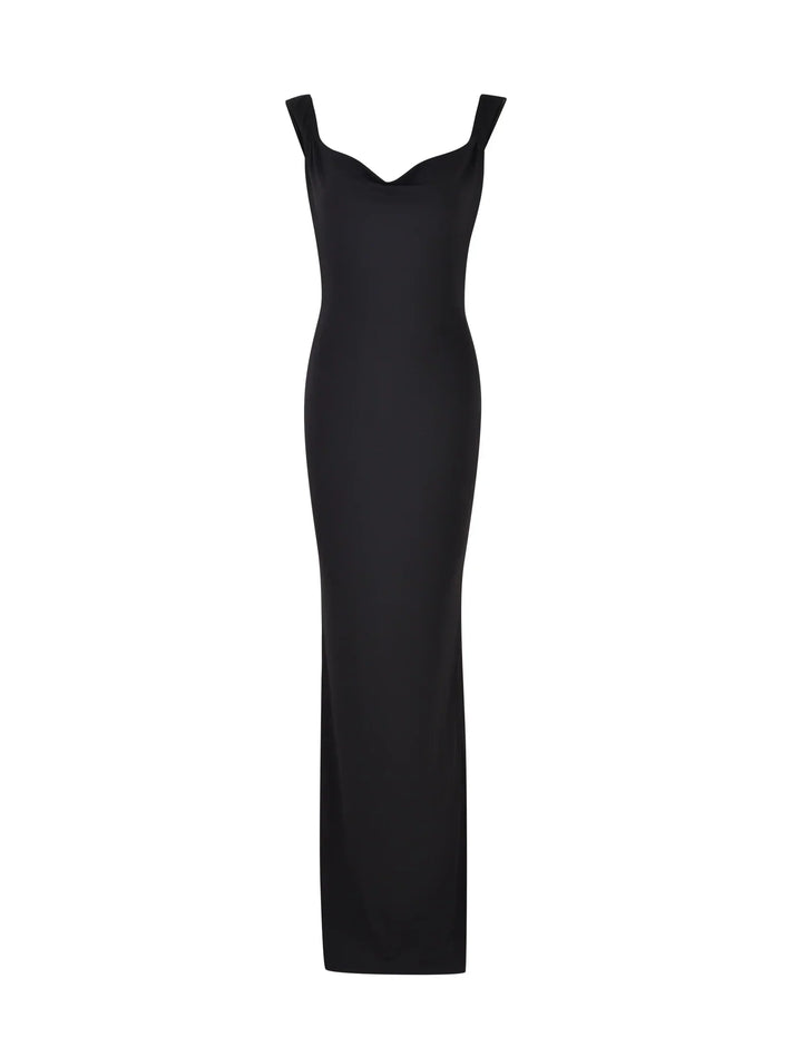 Damen Satin Maxi-Kleid – Banddetail, Fliessend & Festlich Elegant