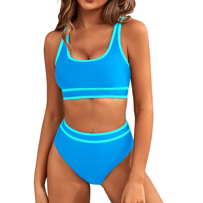 Damen Bikini Set | Sportliches Design, High-Waist Schnitt, Crop-Top Stil & Moderner Pool Look