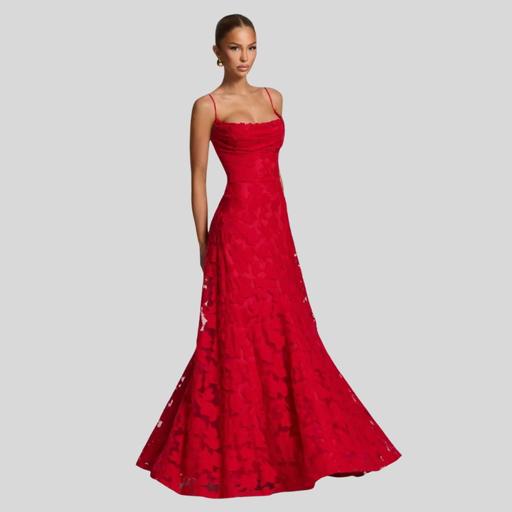 Damen Abendkleid | One-Shoulder-Design, Fliessender Maxischnitt, Strukturmuster & Festlich Elegant