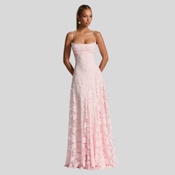 Damen Abendkleid | One-Shoulder-Design, Fliessender Maxischnitt, Strukturmuster & Festlich Elegant