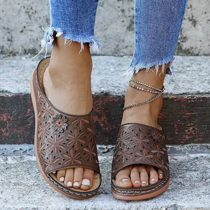 Sally | Damen Orthopädische Sandalen – Offene Zehe, Gewölbestütze & Stilvoll