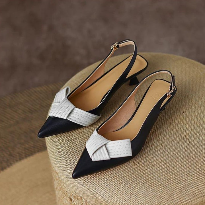 Damen Slingback-Pumps – Spitze Zehenpartie, PU-Leder & Elegant
