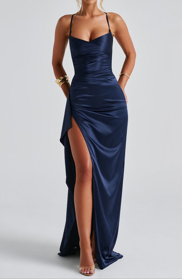 Theresa | Damen Trägerkleid mit hohem Schlitz