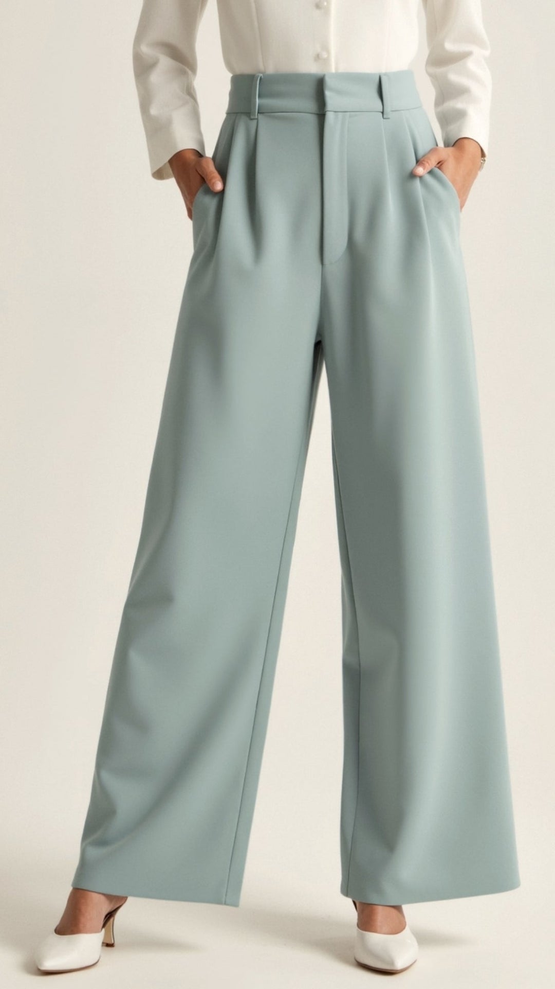 Natascha | Damen Frühjahrs Hochtaillierte Weite Hose