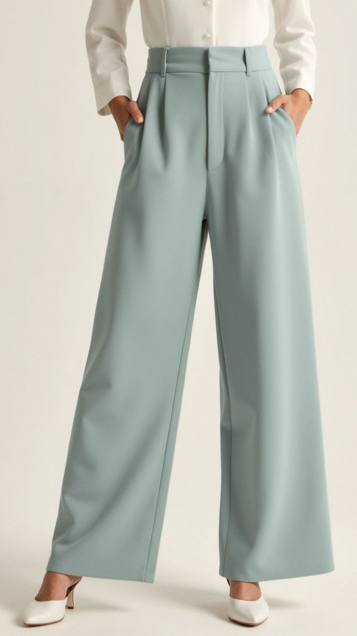 Sabina | Damen Weitbeinige Hose mit Hoher Taille
