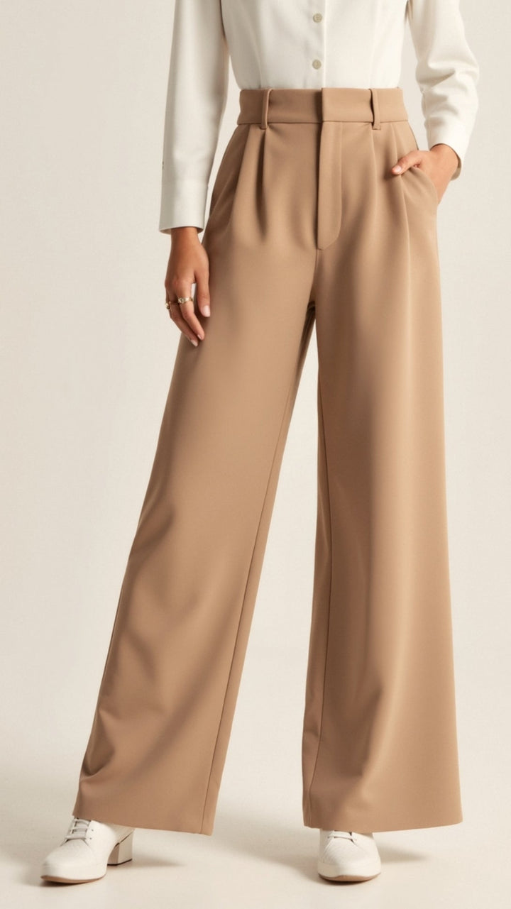Natascha | Damen Frühjahrs Hochtaillierte Weite Hose