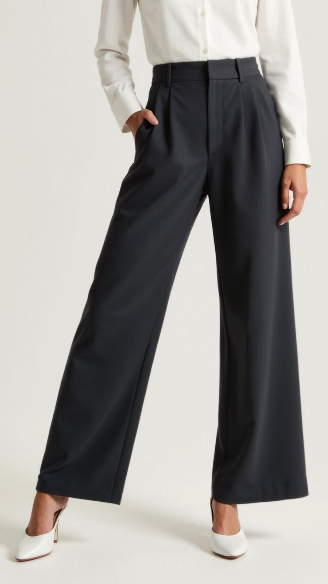 Sabina | Damen Weitbeinige Hose mit Hoher Taille