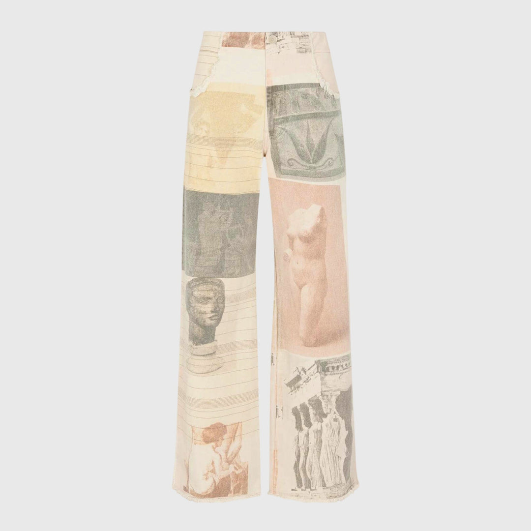 Rita | Damen Vintage-Jeans mit Hoher Taille und Print