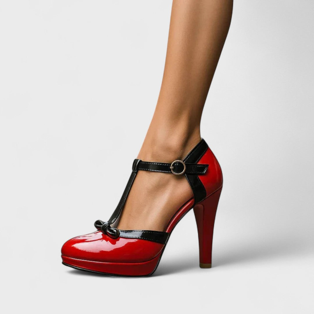 Damen Plateau Absatzschuhe mit Schleife | Plateau