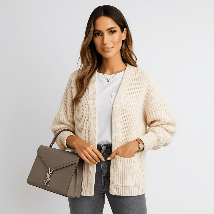 Damen Cardigan – Lange Ärmel, Praktische Taschen & Alltagskomfort